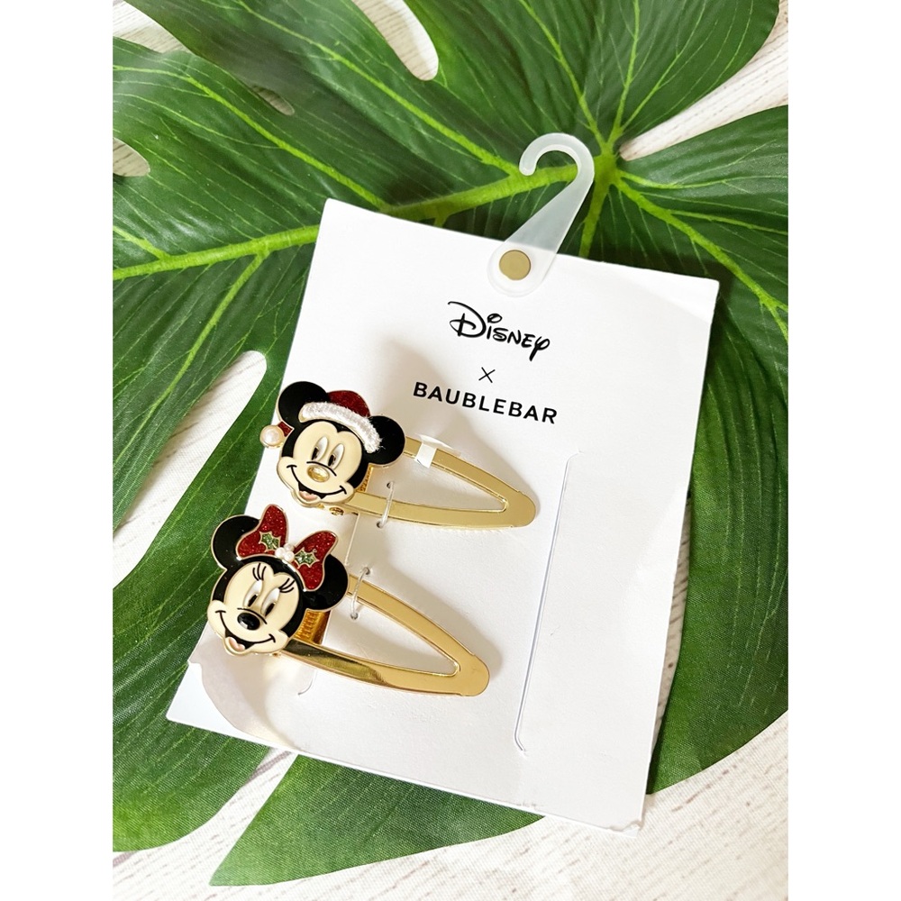 Disney X Baublebar Christmas Minnie and Mickey hair clips NWT